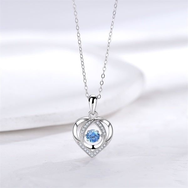 Dây Chuyền Bạc Nữ Trái Tim Xanh- Bạc Ý S925 - D400782 - HuyK Viễn Chí Bảo