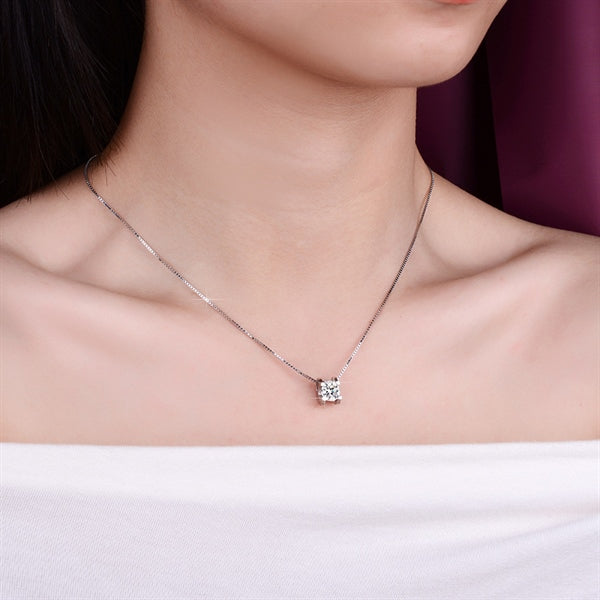 Dây Chuyền Mặt Đá Vuông - Bạc Ý S925 - D400912 - HuyK Viễn Chí Bảo