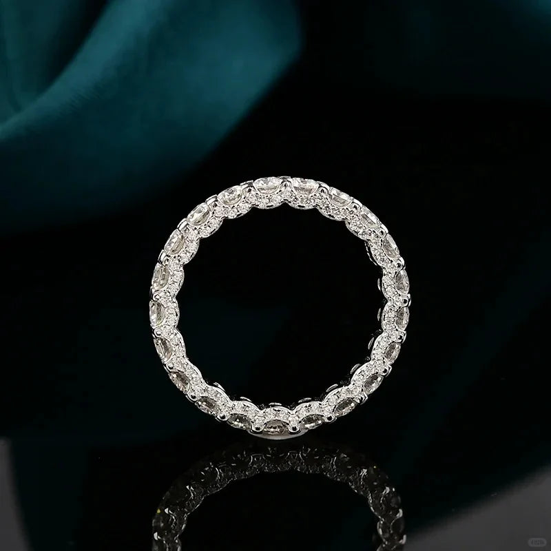 Nhẫn Tàng Hình Bạc Ý Đính Full  Moissanite Bạc S925- NM101 - HuyK Viễn Chí Bảo