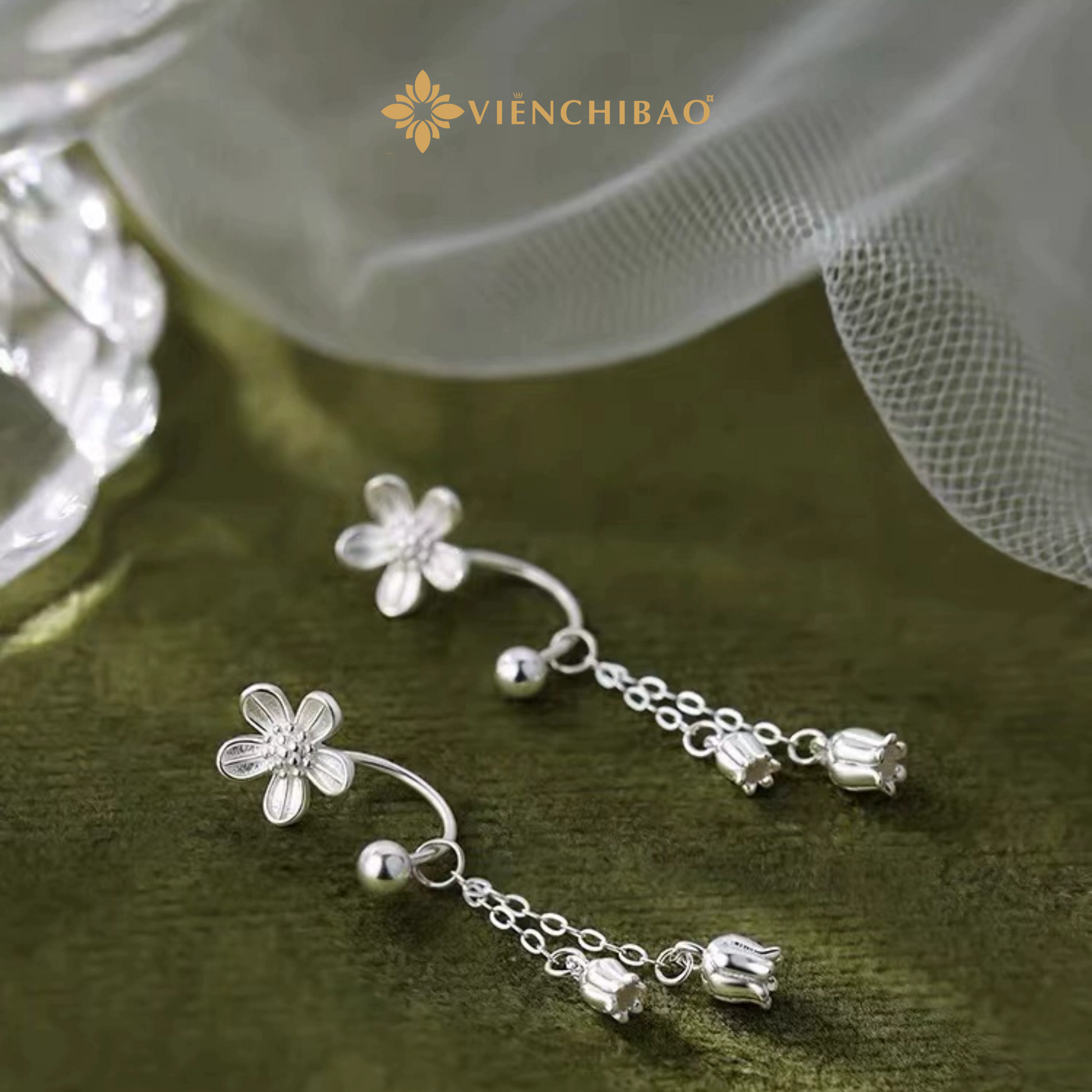 Bông Tai Hoa Linh Lan Móc Câu - Bạc S999 - B400096 - HuyK Viển Chí Bảo