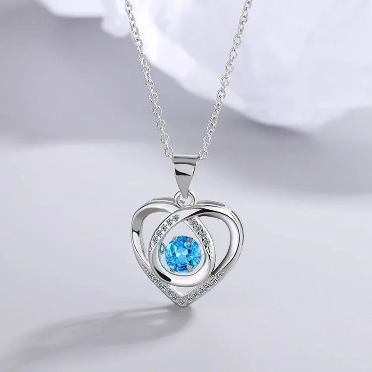 Dây Chuyền Bạc Nữ Trái Tim Xanh- Bạc Ý S925 - D400782 - HuyK Viễn Chí Bảo