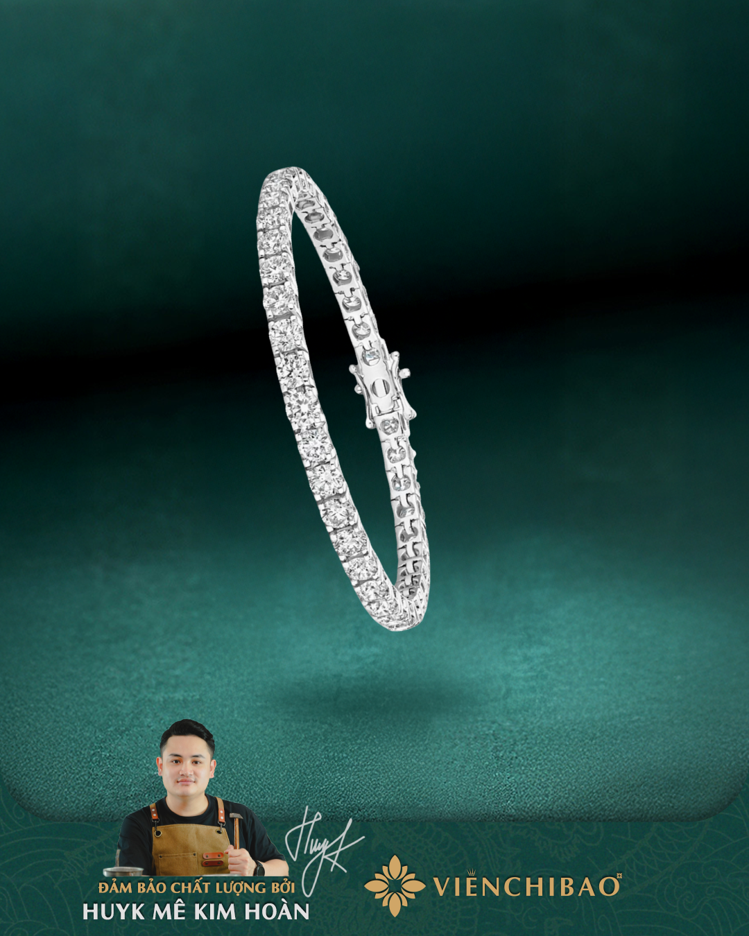 Lắc Tay Tennis Đá Moissanite 5mm - Bạc Ý S925 - L100943 - HuyK Viễn Chí Bảo