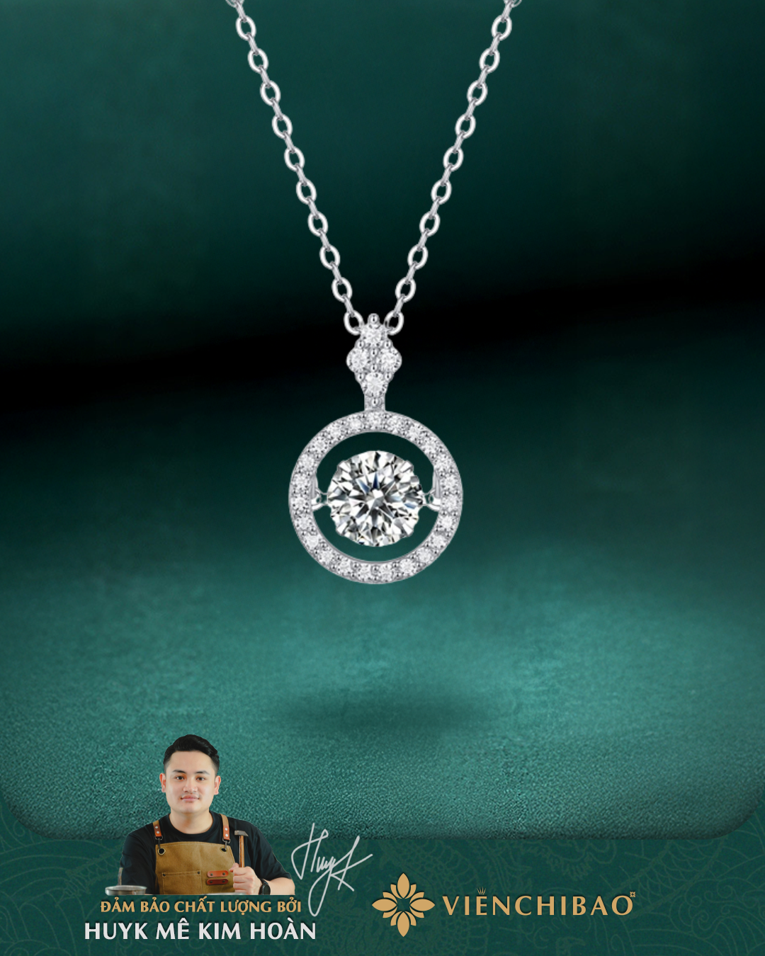 Dây Chuyền Moissanite Đá Nhảy 6.5 Li - Bạc Ý S925 - D400545 - HuyK Viễn Chí Bảo