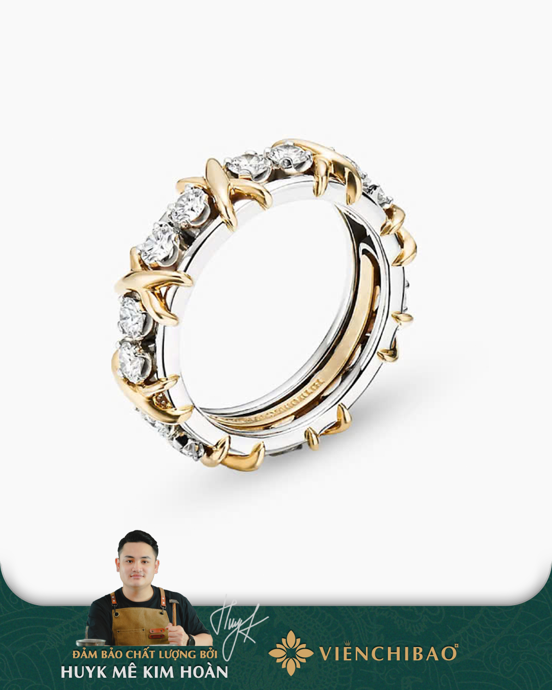 Nhẫn XO Bạc Đính Đá Moissanite - Bạc S925 - HuyK Viễn Chí Bảo
