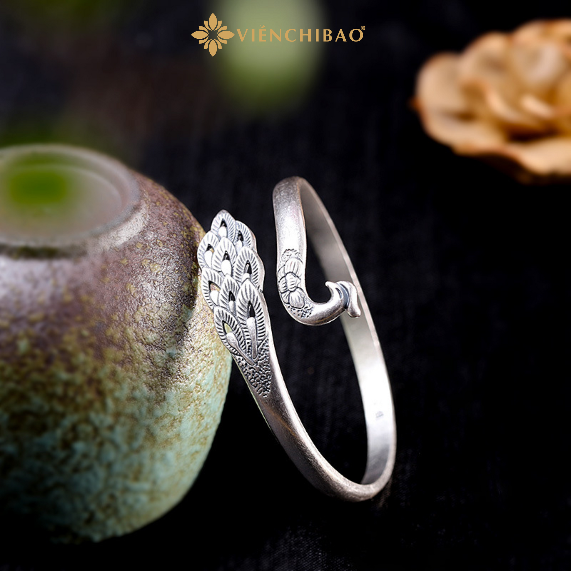 Lắc tay khổng tước - Bạc Thái - L000028 - HuyK Viễn Chí Bảo