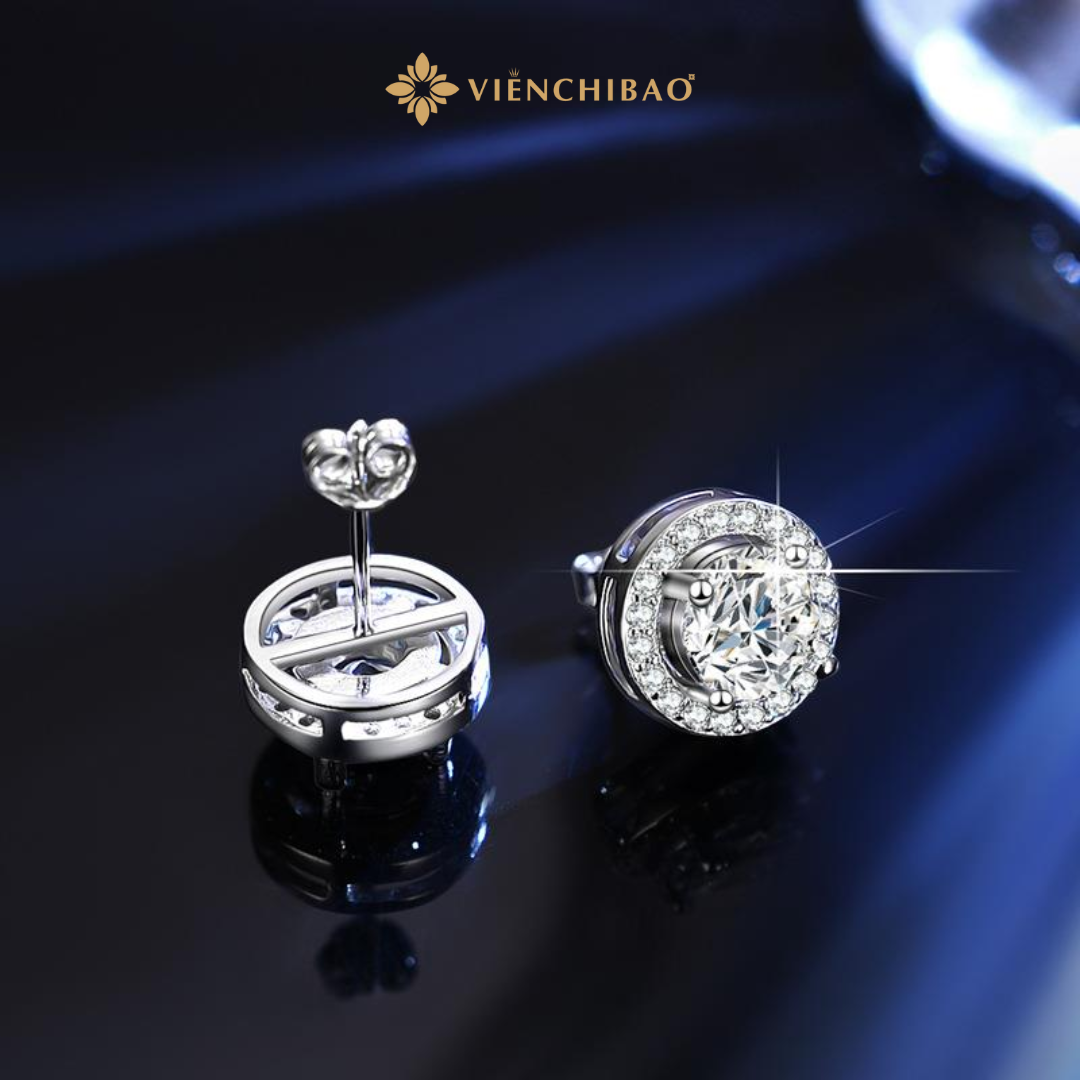 Bông Tai Tròn Moissanite 5li - Bạc S925 - Viễn Chí Bảo - B000355