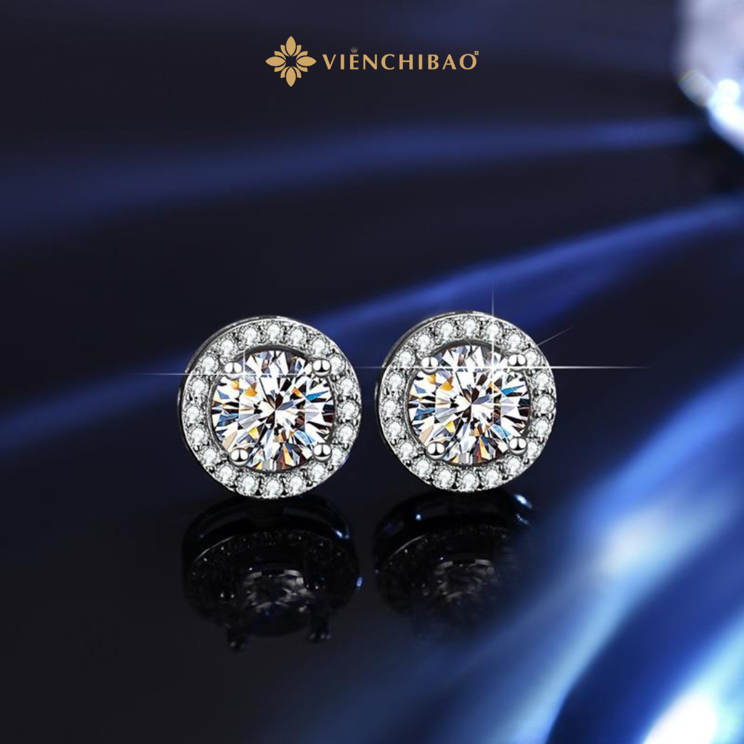 Bông Tai Tròn Moissanite 5li - Bạc S925 - Viễn Chí Bảo - B000355