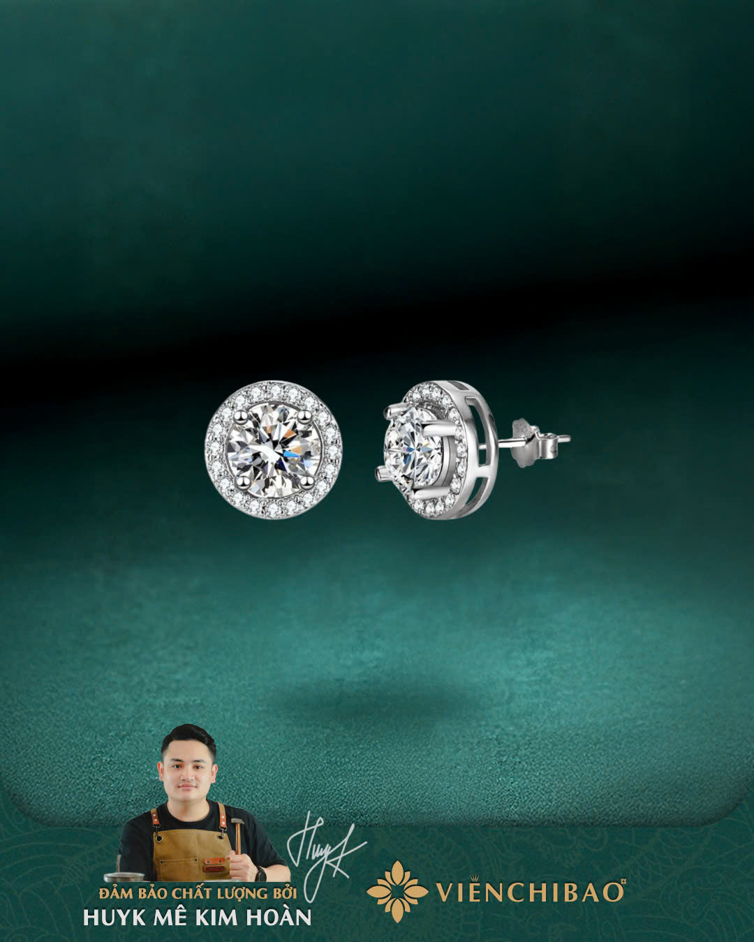 Bông Tai Tròn Moissanite 5li - Bạc S925 - Viễn Chí Bảo - B000355