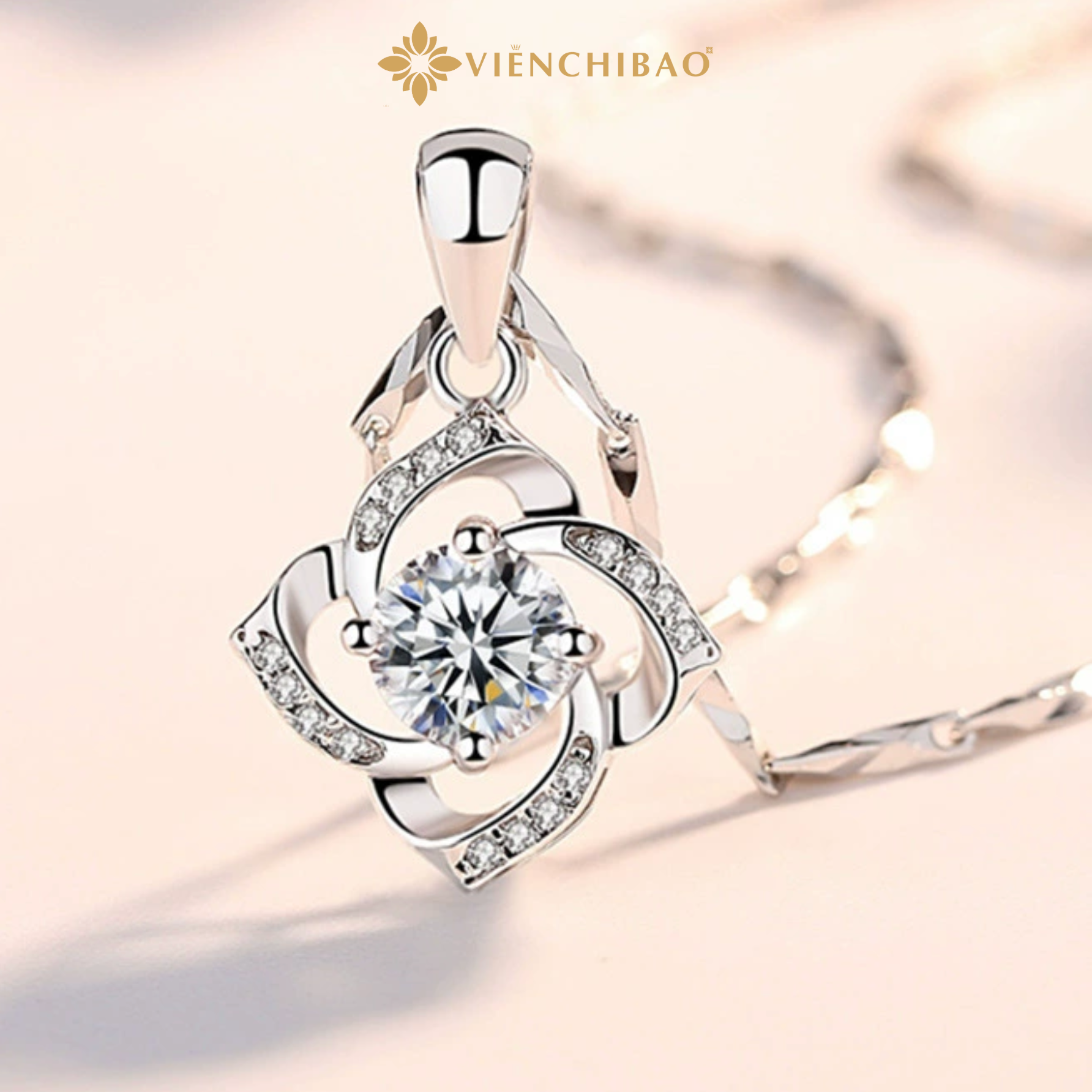 Dây Chuyền Cỏ 4 Lá Xoắn - Bạc S999 - D401045 - HuyK Viễn Chí Bảo