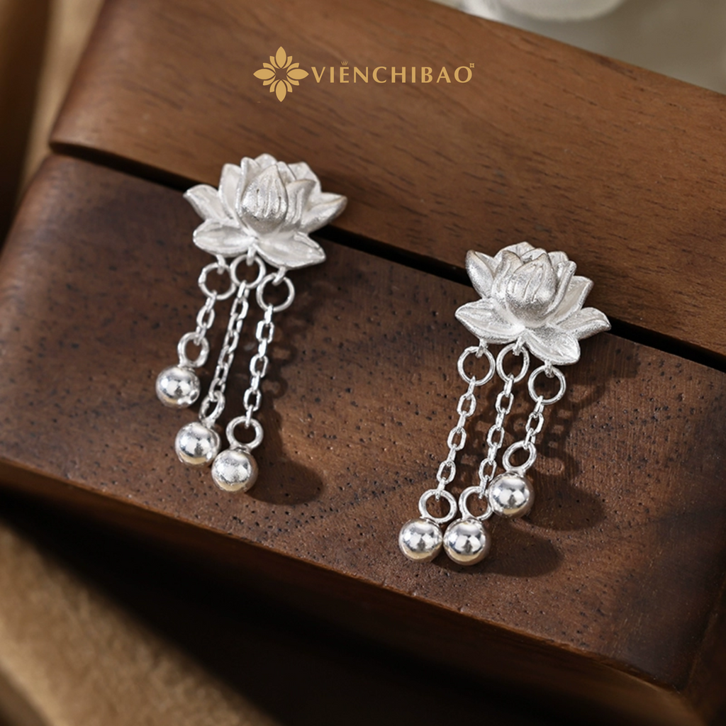 Bông Tai Liên Hoa -Bạc S999 - B400068 - HuyK Viễn Chí Bảo