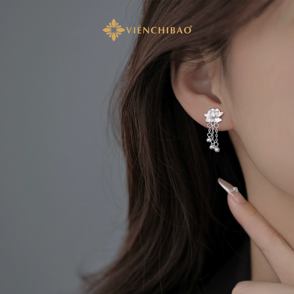 Bông Tai Liên Hoa -Bạc S999 - B400068 - HuyK Viễn Chí Bảo