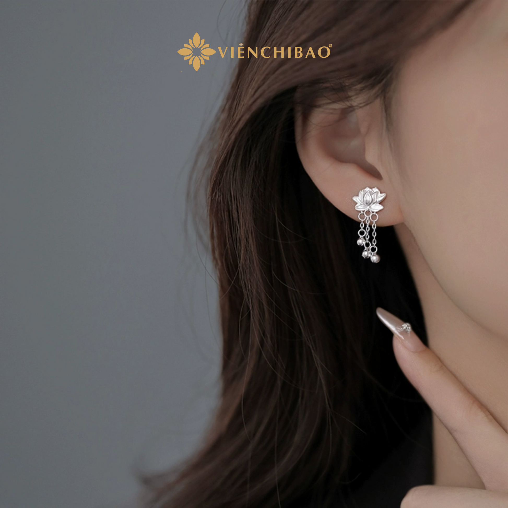 Bông Tai Liên Hoa -Bạc S999 - B400068 - HuyK Viễn Chí Bảo