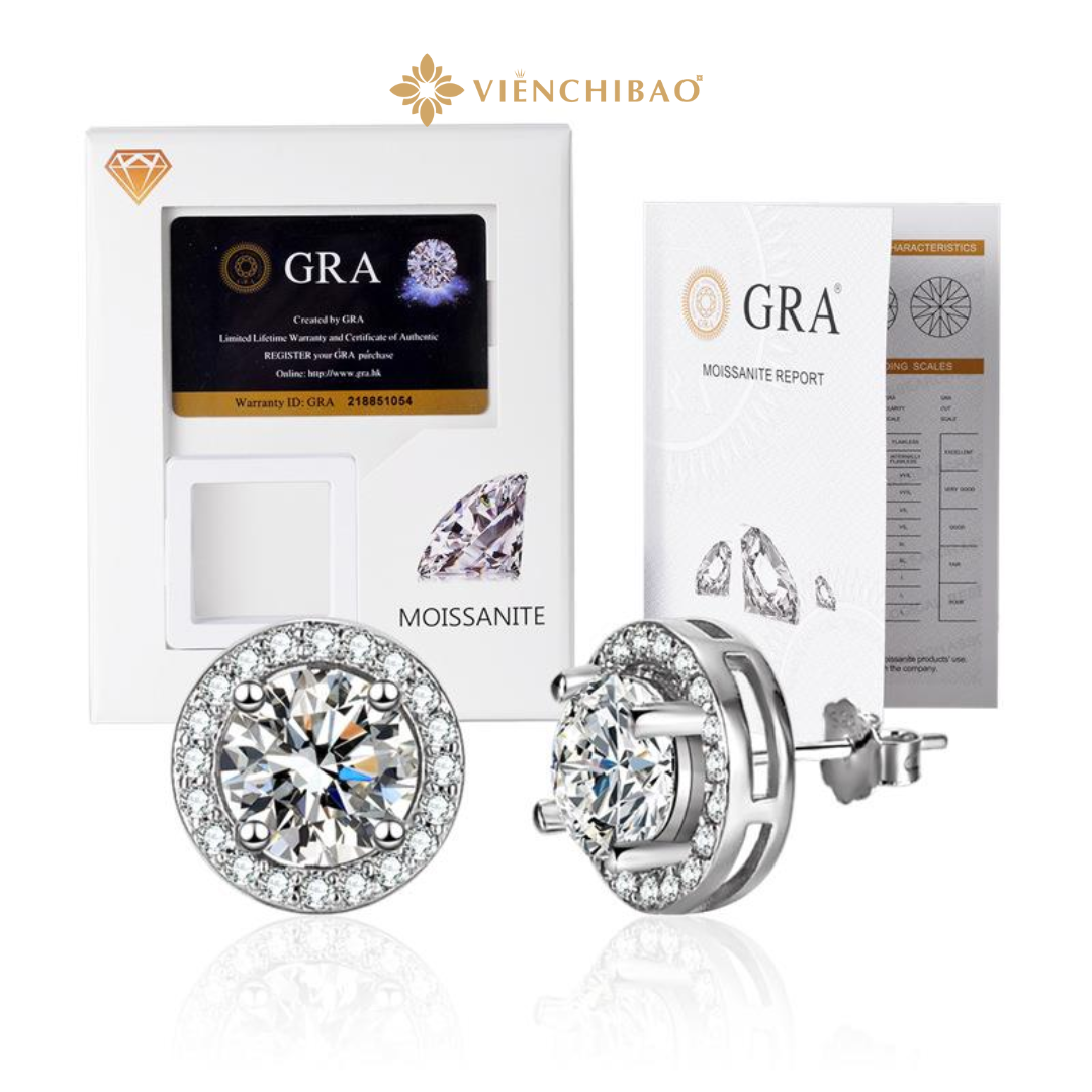 Bông Tai Tròn Moissanite 5li - Bạc S925 - Viễn Chí Bảo - B000355