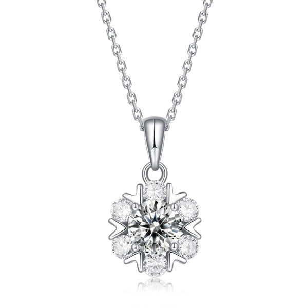 Dây Chuyền Hình Bông Tuyết Moissanite 5 Li - Bạc Ý S925 - D400535 - HuyK Viễn Chí Bảo