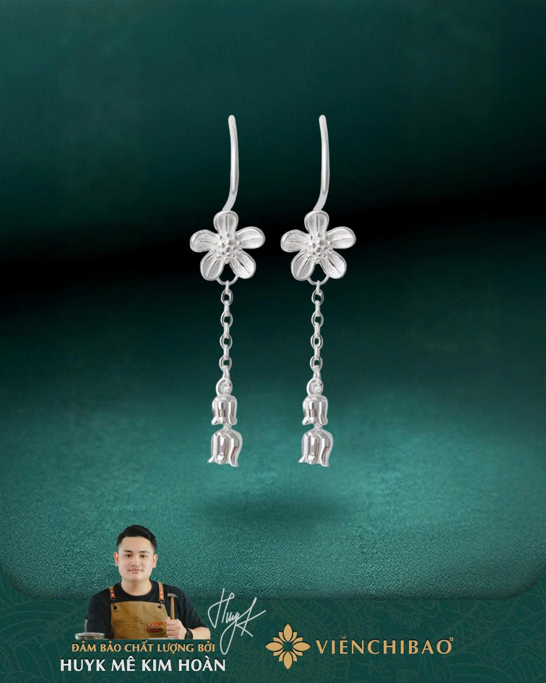 Bông Tai Hoa Linh Lan Móc Câu - Bạc S999 - B400096 - HuyK Viển Chí Bảo