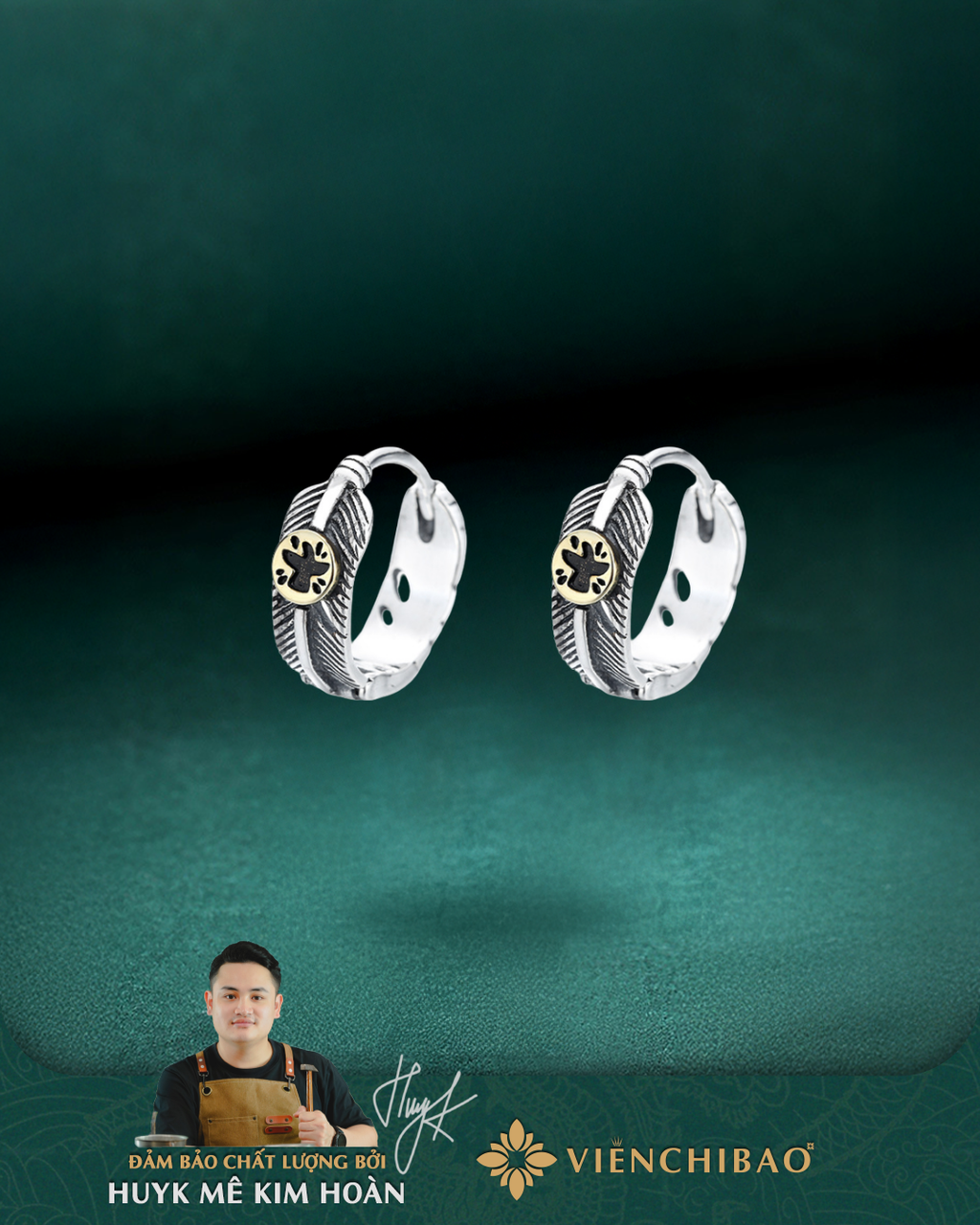 Bông Tai Lông Vũ - Bạc Thái S925 - B400195 - HuyK Viễn Chí Bảo