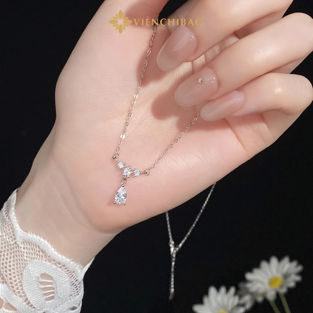Dây Chuyền Giọt Nước Mặt Đá - Bạc S925 - MD32 - HuyK Viễn Chí Bảo