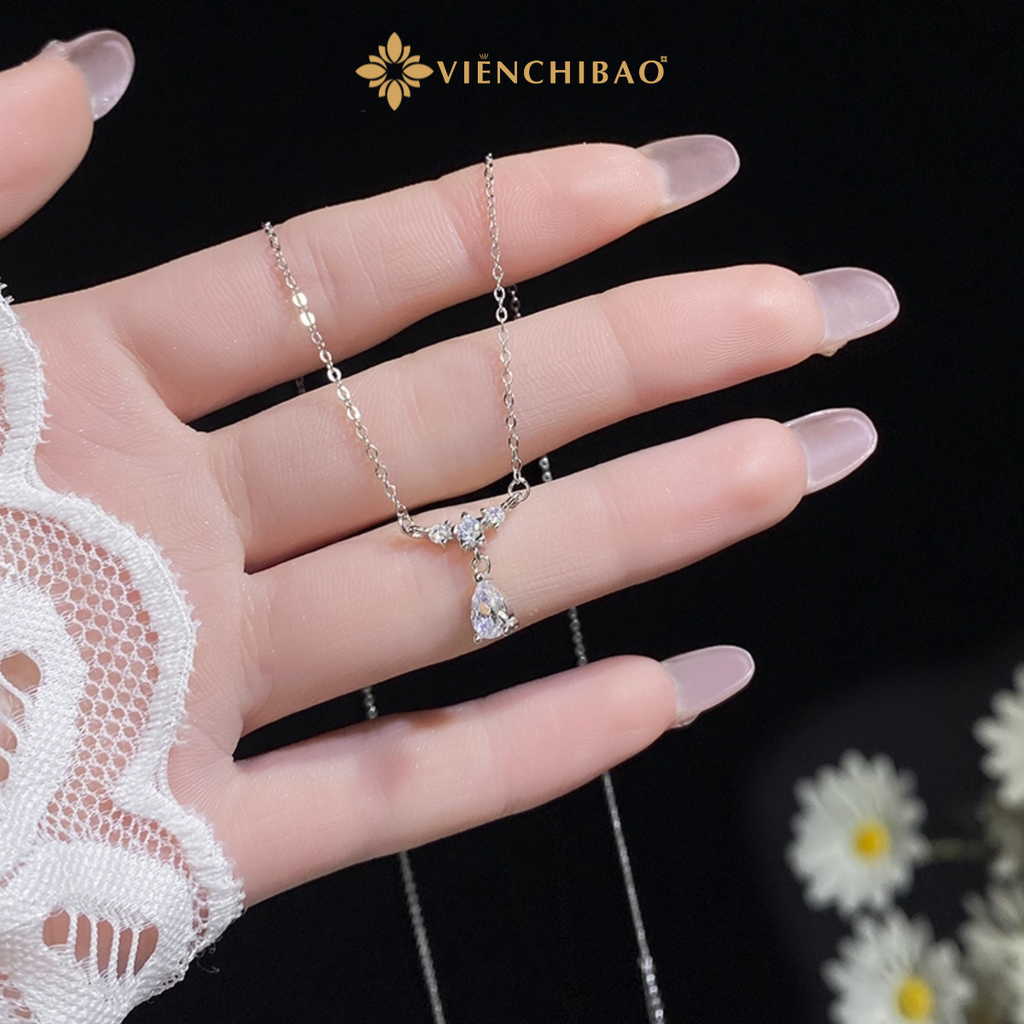 Dây Chuyền Giọt Nước Mặt Đá - Bạc S925 - MD32 - HuyK Viễn Chí Bảo