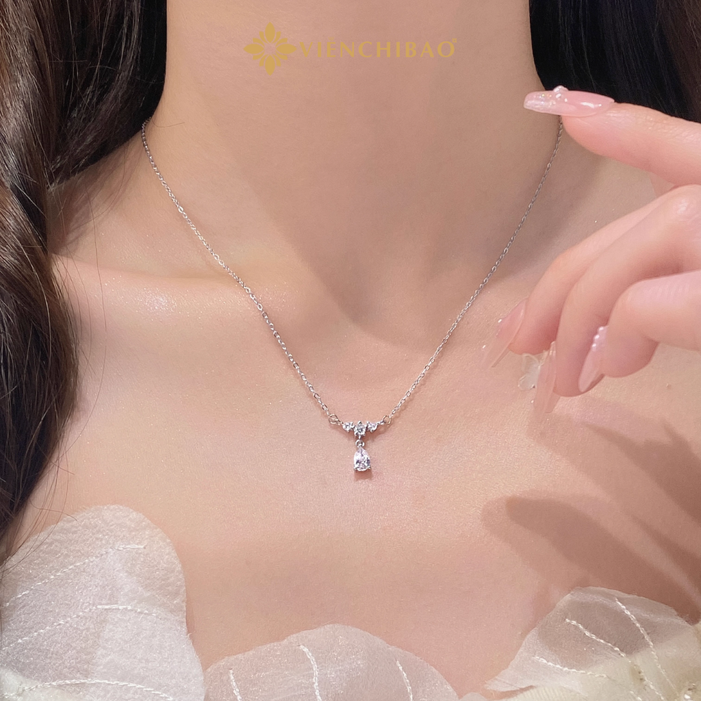 Dây Chuyền Giọt Nước Mặt Đá - Bạc S925 - MD32 - HuyK Viễn Chí Bảo