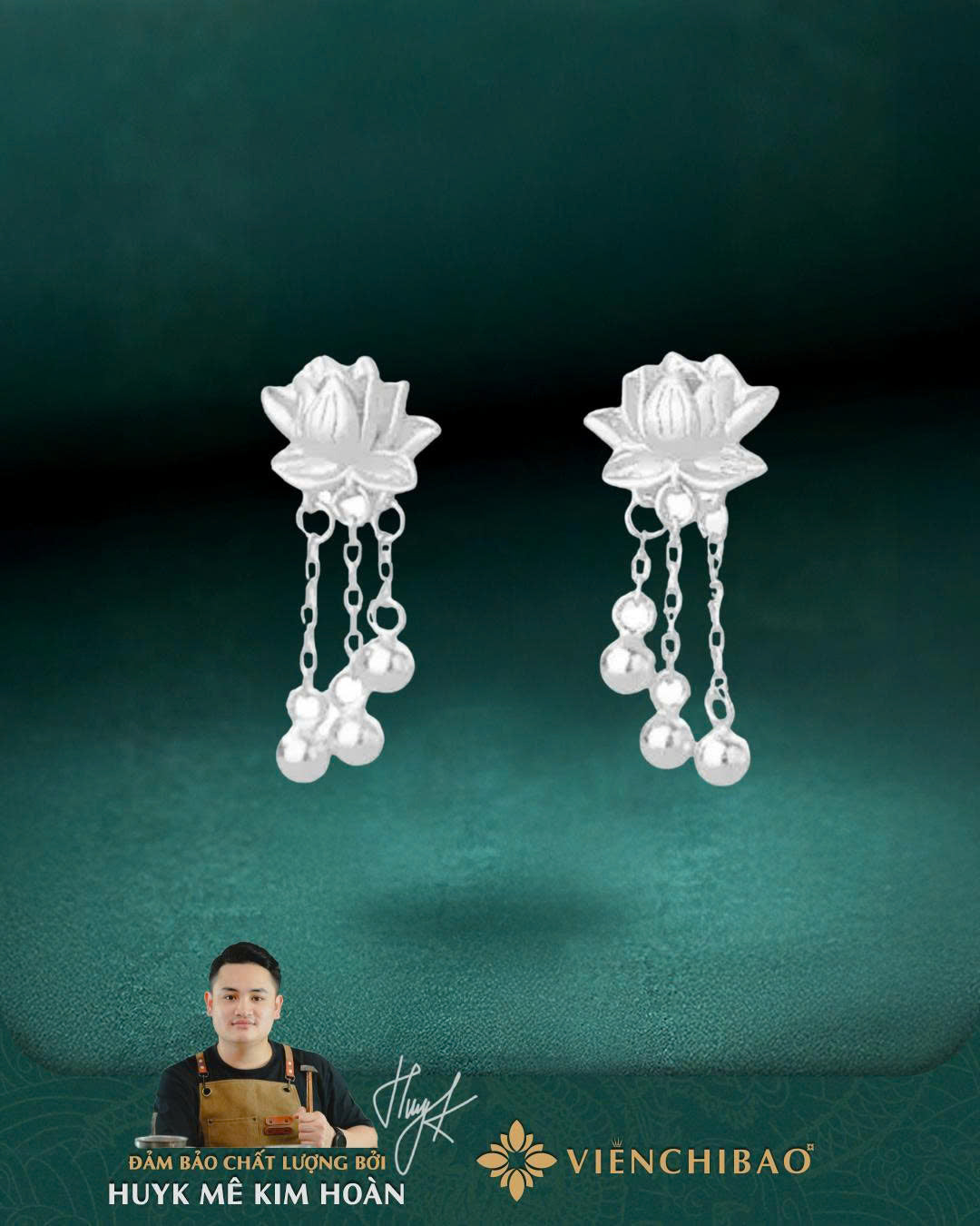 Bông Tai Liên Hoa -Bạc S999 - B400068 - HuyK Viễn Chí Bảo